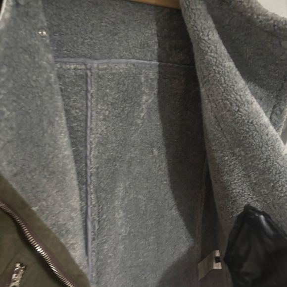 Acne Army Green Gray Shearling Jacket - Picture 5 of 7